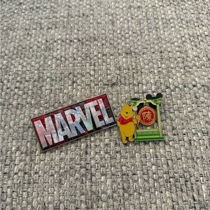Disney Marvel Logo Enamel Pin & Winnie the Pooh Chinese Frame Pin
